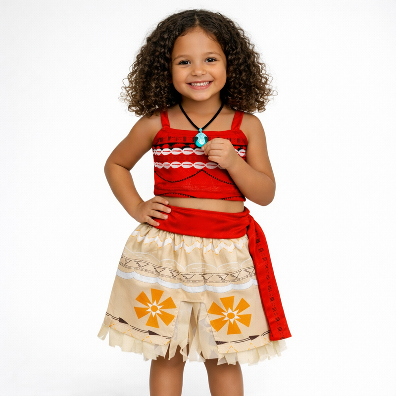 Fantasia Moana Infantil com Colar – Coragem Que Encanta