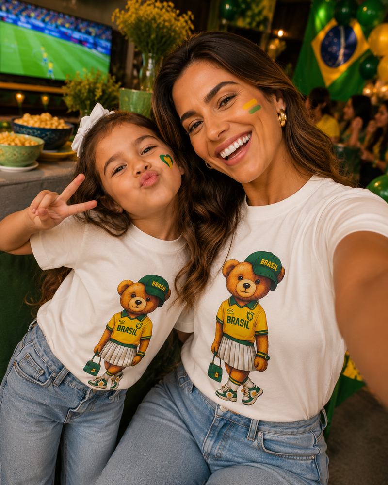 Kit T-Shirts Mãe & Filha Torcida CHIC - Especial Copa do Mundo