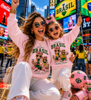 Kit Le Pink Mom & Mini Brasil Collection™ - Moletons Mãe & Filha - Estampas exclusivas