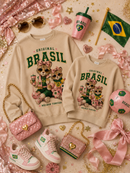 Kit Le Pink Mom & Mini Brasil Collection™ - Moletons Mãe & Filha - Estampas exclusivas